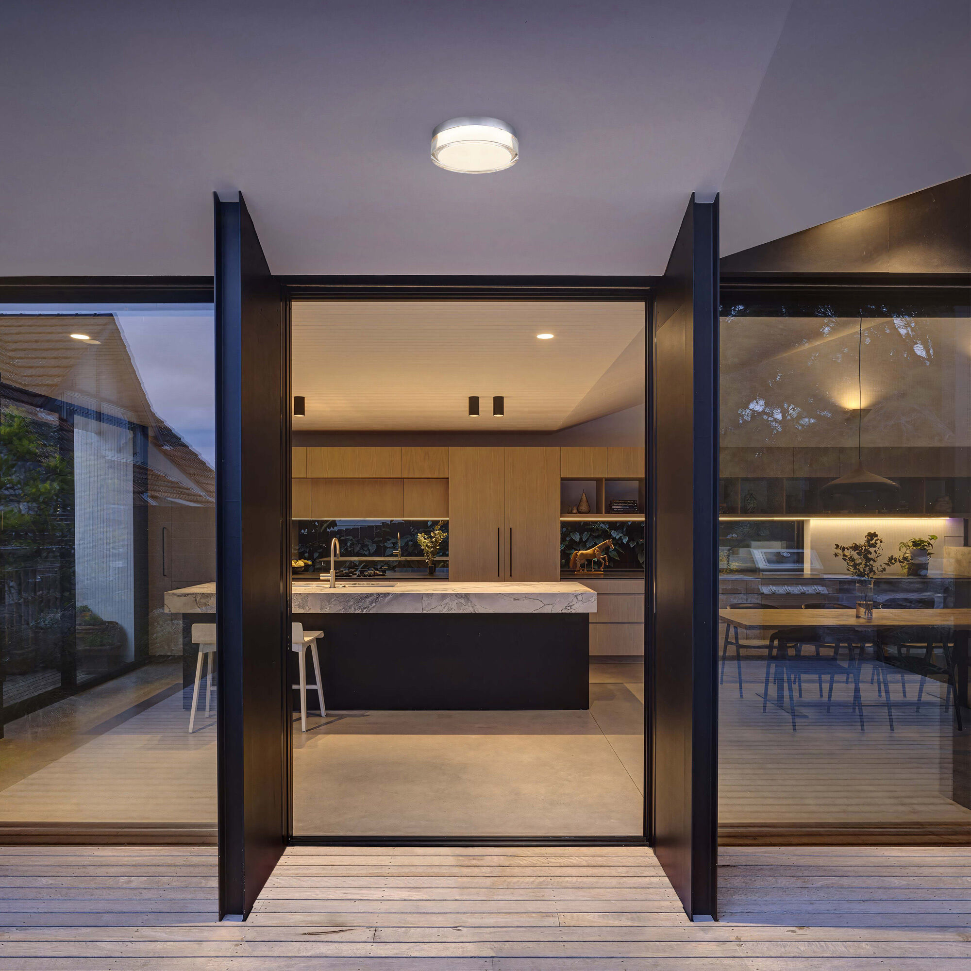 Sunspot LED 9 inch Brushed Stainless Steel Outdoor Flush Mount